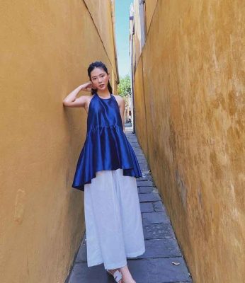 Quần culottes phối với áo yếm