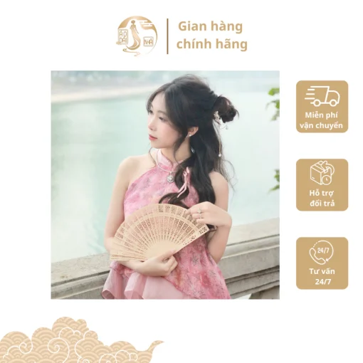 Áo yếm cách tân cổ yếm hồng