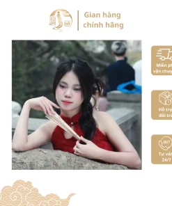 Set yếm voan tơ cầm quạt