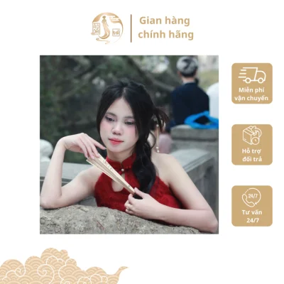 Set yếm voan tơ cầm quạt